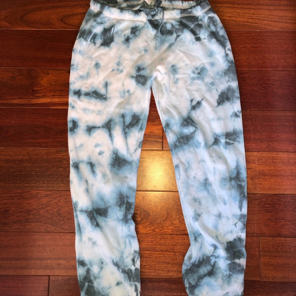 Blue and white tie dye sweatpants